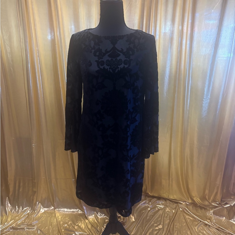 Jessica Howard Black and Blue Long Sleeve Dress